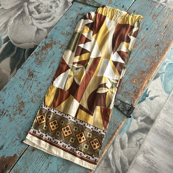 Adrienne Landau Silk Scarf Neutrals Geometric Pattern - Picture 1 of 7